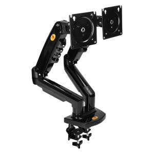 Full motion gas spring dual monitor arm, LED 17″-27″